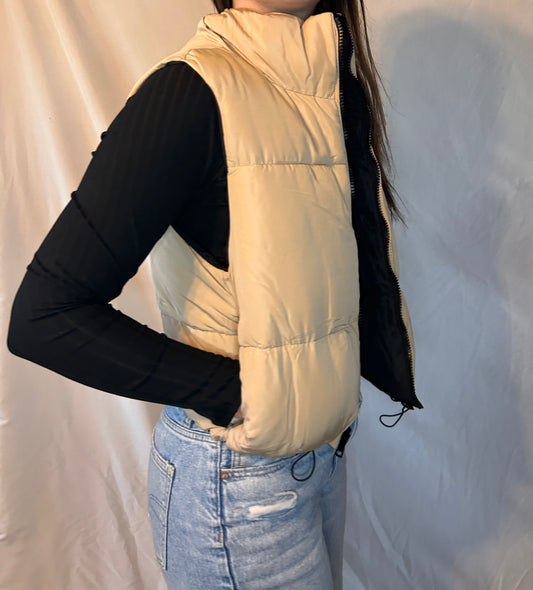 Cropped Reversible Puffer Vest